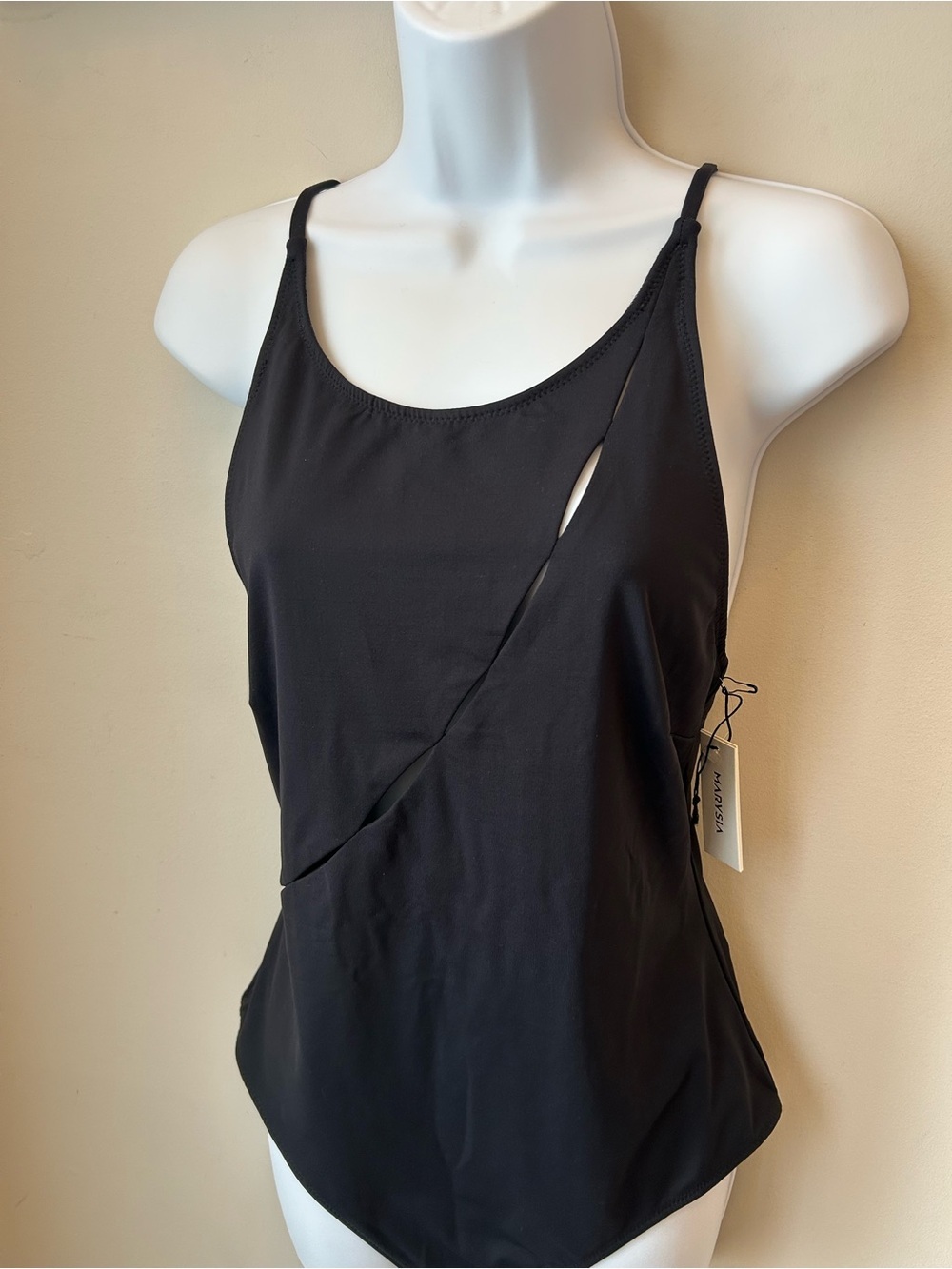 BNWT Marysia Black One Piece Swim Suit with Cutout Detail XL Beachy Minimalist